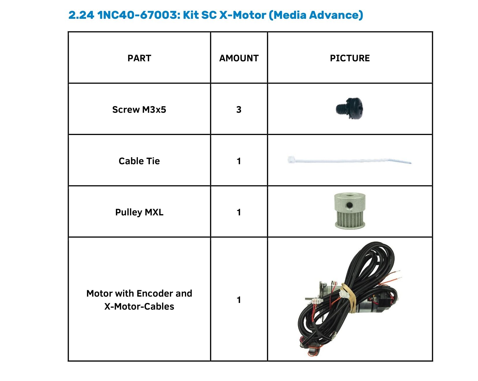 1NC40-67003 1NC40-67003: KIT SC X MOTOR (MEDIA ADVANCE) — Комплект X-мотора (привід подачі медіа) SummaCut D Series - Зображення 1